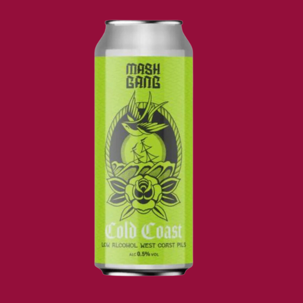 mash gang cold coast can on a maroon background